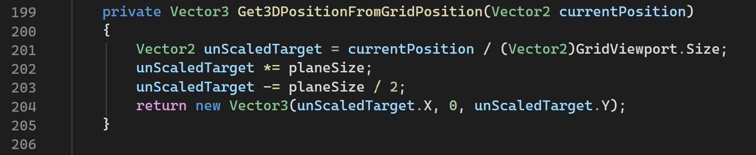 Translating a 2D position into 3D